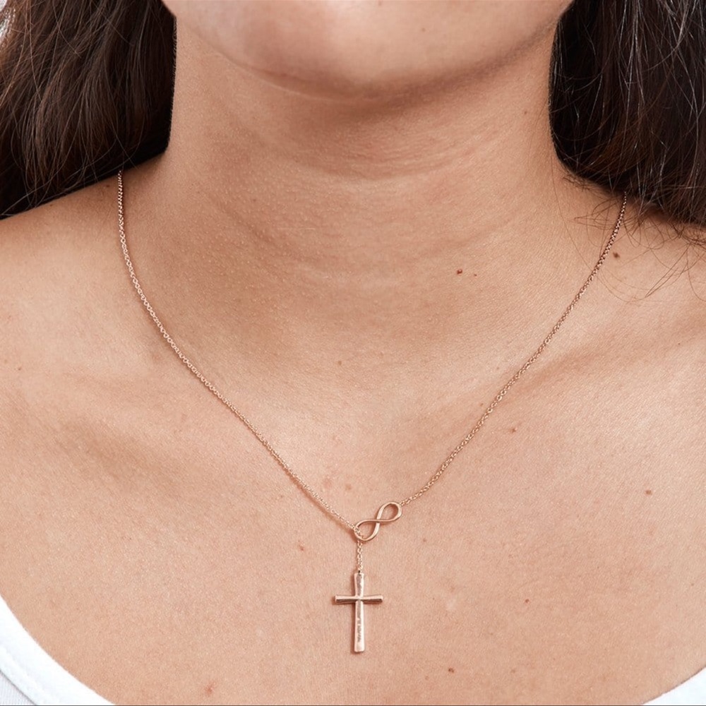 Dear Ava Rose Gold Infinity Cross Necklace mom to be expecting mother